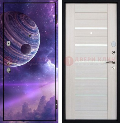 Стальная дверь с фотопечатью планеты ДФ-19 в Рузе