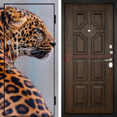 Металлическая дверь с фотопечатью леопарда ДФ-26 в Рузе
