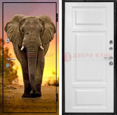 Металлическая дверь с фотопечатью слона ДФ-30 в Рузе