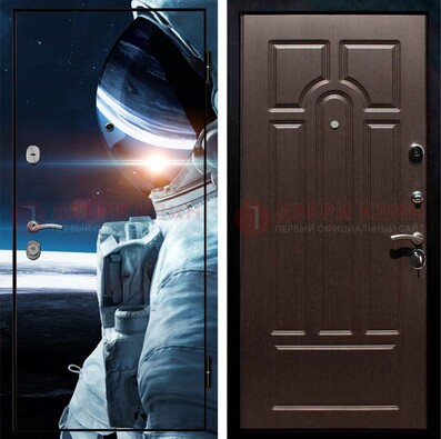 Стальная дверь с фотопечатью космонавта ДФ-4 в Рузе