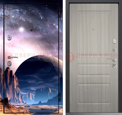 Железная дверь с фотопечатью космоса и планеты ДФ-50 в Рузе