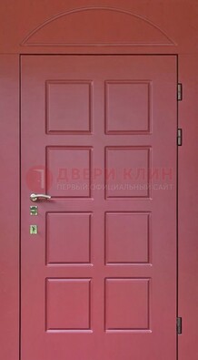 Красная стальная дверь с верхней фрамугой ДФГ-13 в Рузе