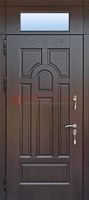 Железная дверь с фрамугой в коричневом цвете ДФГ-22 в Рузе