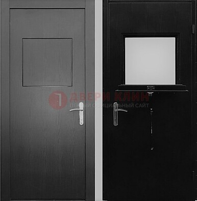 Черная стальная дверь в кассу ламинат внутри ДКС-3 в Рузе