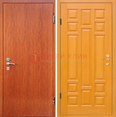 Оранжевая входная дверь с ламинатом МДФ внутри ДЛ-21 в Рузе