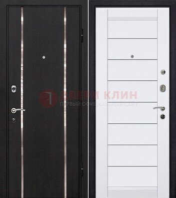 Черная входная дверь с МДФ и декоративными вставками ДМ-143 в Рузе