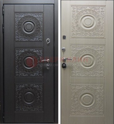 Темная стальная дверь с МДФ ДМ-161 для коттеджа в Рузе
