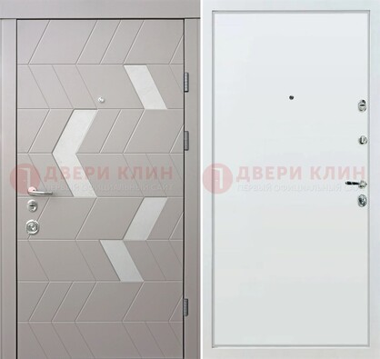 Светлая металлическая дверь с терморазрывом и МДФ панелью ДМ-190 в Рузе