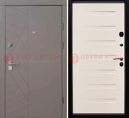 Светло-серая стальная филенчатая дверь с МДФ ДМ-199 в Рузе