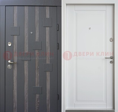 Темная металлическая дверь c белом МДФ внутри ДМ-231 в Рузе