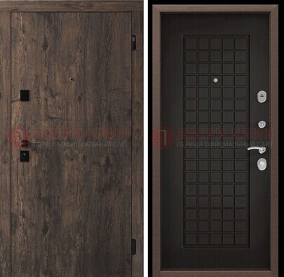 Металлическая коричневая дверь с МДФ темным внутри ДМ-286 в Рузе