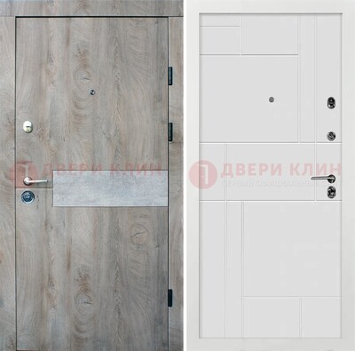 Серая металлическая дверь с белой МДФ внутри ДМ-297 в Рузе