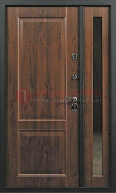 Темная железная дверь с панелью МДФ с зеркалом ДМ-338 в Рузе