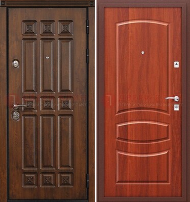Темная металлическая дверь с МДФ и узором ДМ-364 в Рузе