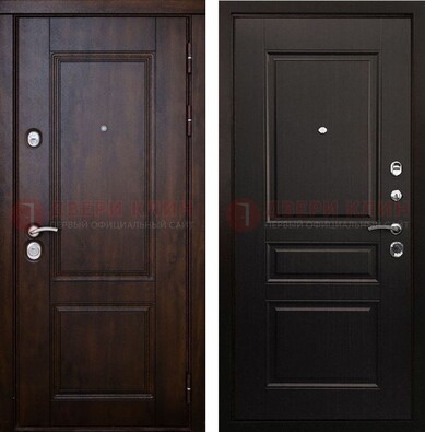Классическая железная дверь с темными МДФ панелями ДМ-390 в Рузе
