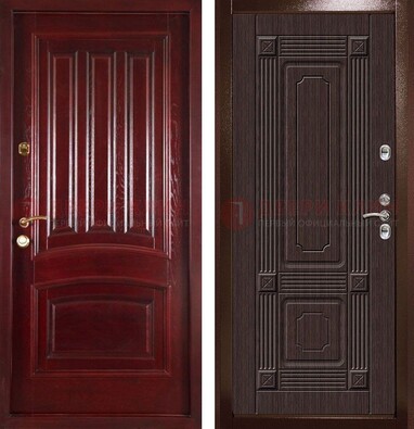 Красная стальная дверь с филенчатой МДФ ДМ-398 в Рузе