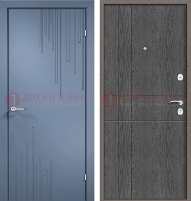 Синяя металлическая дверь МДФ в квартиру ДМ-434 в Рузе
