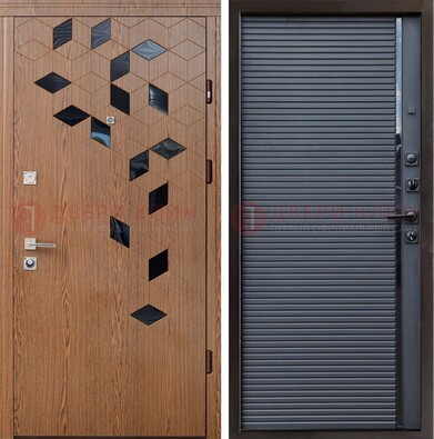 Квартирная стальная дверь МДФ хайтек с узором ДМ-468 в Рузе