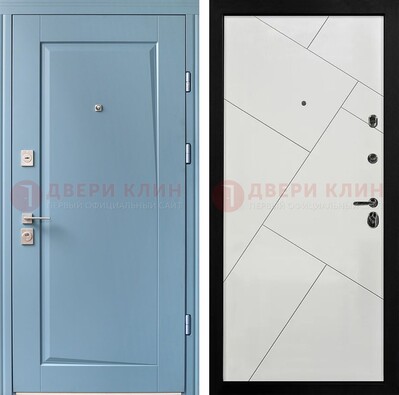 Синяя железная дверь с МДФ панелями ДМ-491 в Рузе