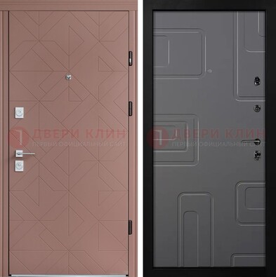 Красная стальная дверь в квартиру с МДФ хайтек ДМ-493 в Рузе