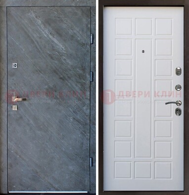 Железная дверь с МДФ серая и белая ДМ-505 в Рузе