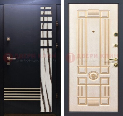 Черная железная дверь с МДФ панелями ДМ-510 в Рузе