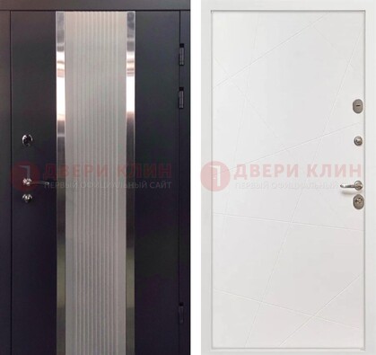 Темная металлическая дверь в квартиру МДФ с двух сторон ДМ-512 в Рузе