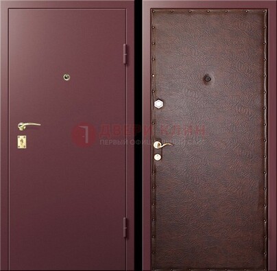 Бордовая железная дверь с нитроэмалью ДН-1 в Рузе