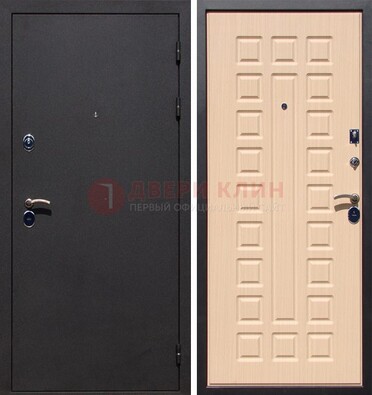 Черная стальная дверь с порошковым окрасом МДФ внутри ДП-102 в Рузе
