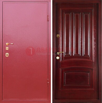 Красная металлическая дверь с порошковым напылением ДП-165 в Рузе