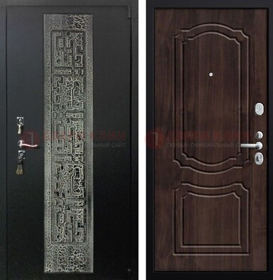 Темная входная дверь с порошковым покрытием и МДФ внутри ДП-224 в Рузе