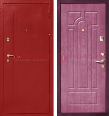 Красная входная дверь с порошковым напылением ДП-240 в Рузе