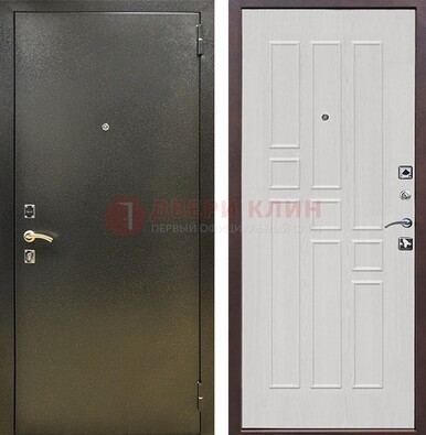 Входная дверь Темное серебро с порошковой отделкой и терморазрывом МДФ ДП-282 в Рузе