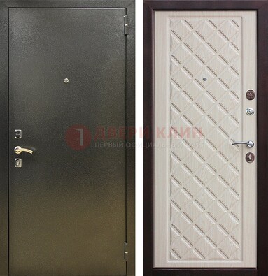 Темно-серая железная дверь с порошковым покрытием и филенчатой МДФ ДП-289 в Рузе