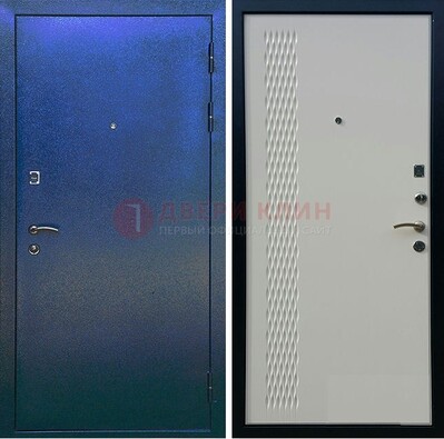 Синяя железная дверь с порошковым напылением ДП-49 в Рузе