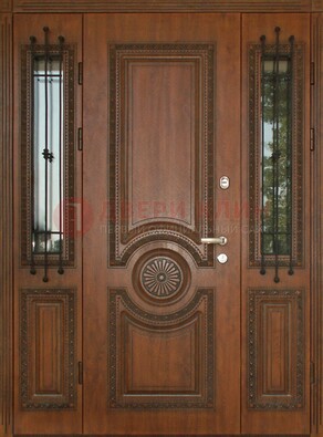 Парадная распашная стальная дверь Винорит со стеклом ДПР-106 в Рузе