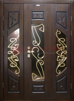Парадная дверь со стеклом и ковкой ДПР-1 в каркасный дом в Ульяновске