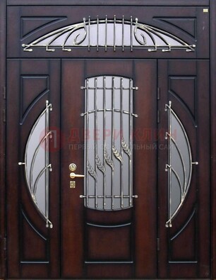 Парадная дверь со стеклянными вставками и ковкой ДПР-9 для улицы в Рузе