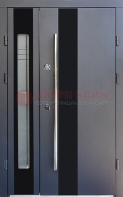 Серая стальная дверь со стеклом ДС-11 в Рузе