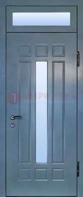 Серая металлическая дверь со стеклом ДС-70 в Рузе