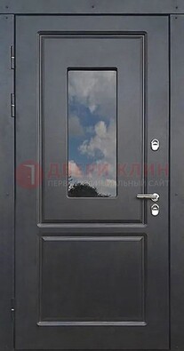 Чёрная металлическая дверь со стеклом ДС-77 в Рузе