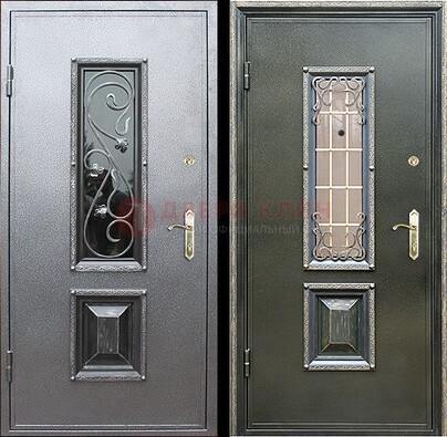 Звукоизоляционная металлическая дверь со стеклом и ковкой ДСК-12 в Рузе