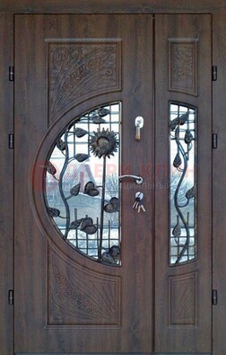 Входная дверь стекло с ковкой и резьбой ДСК-202 в Дмитрове