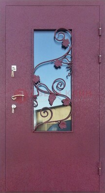 Железная дверь Порошок со стеклом и ковкой лозы ДСК-220 в Рузе