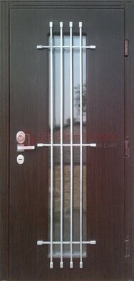 Современная стальная дверь с Виноритом стеклом и ковкой ДСК-262 в Санкт-Петербурге