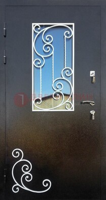 Входная дверь Порошок со стеклом и ковкой ДСК-278 в Рузе