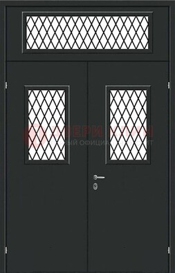 Черная железная тамбурная дверь с декоративными вставками ДТМ-16 в Рузе