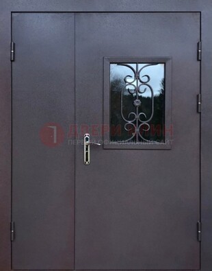 Тамбурная дверь Порошок со стеклом и ковкой ДТМ-48 в Рузе