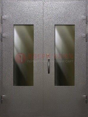 Серая тамбурная дверь со стеклянными вставками ДТМ-8 в Рузе