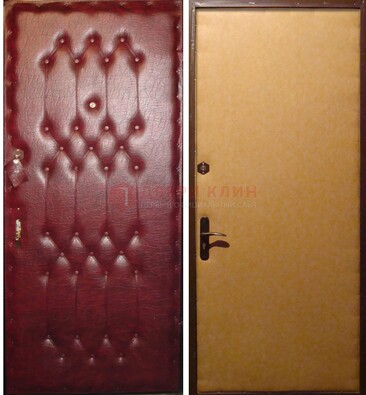 Бордовая металлическая дверь с винилискожей ДВ-1 в Рузе